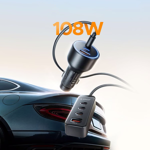 Orico ChargeClip 108W autolaadija 2x USB-A + 4x USB-C klambriga - must