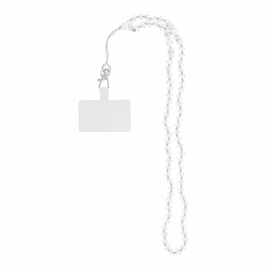 CRYSTAL DIAMOND Phone lanyard, Phone pendant / cord length 74cm (37cm in the loop) / on neck - valge
