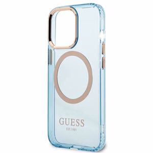 Guess Gold Outline Translucent MagSafe чехол для iPhone 13 Pro / iPhone 13 - синий
