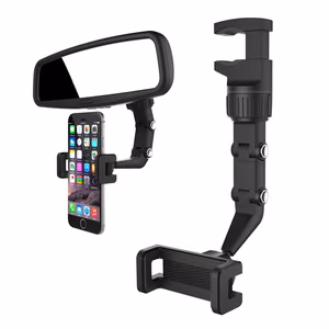 Adjustable car rearview mirror hoidja jaoks smartphone must