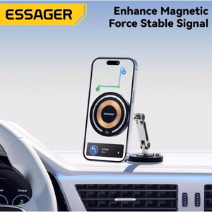 Autohoidik Essager Stand, must (15W / Magsafe ühilduv) (magnetiline / kleepuv alus)