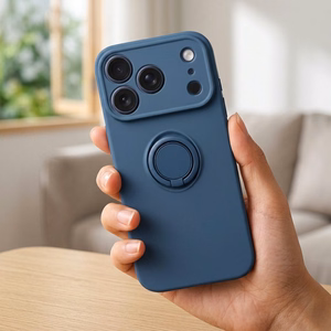 Silikoonist Ring ümbris mudelile iPhone 17 Pro Max / 18 Pro Max – tumesinine