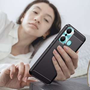 Carbon Ümbris ümbris jaoks Infinix Hot 20 Play flexible silicone carbon cover must