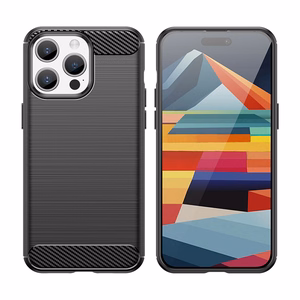 Гибкий чехол с карбоновым узором для iPhone 15 Pro Max Carbon Case - чёрный