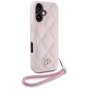 Karl Lagerfeld Quilted Initial Logo & Chain Strap iPhone 16 Ümbris - Roosa
