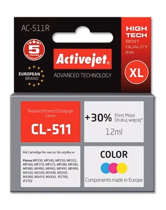 Activejet AC-511R – kolmevärviline tindikassett, asendab Canon CL-511, 12 ml, Premium