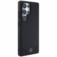 Mercedes Leather Curved Stitches Ümbris jaoks Samsung Galaxy S25 Ultra - must