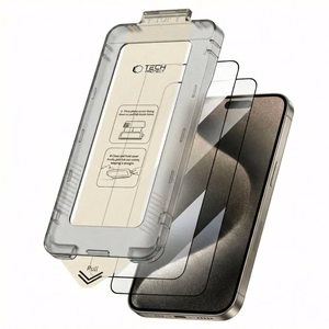 Tech-Protect Quick Set+ 2-pack karastatud klaas jaoks iPhone 15 Pro - must