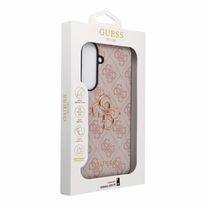 Guess Leather 4G Metal Logo ümbris Samsung Galaxy S26 FE – roosa