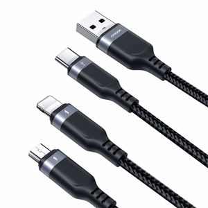 Joyroom Multi-Use Series S-A18 кабель 3 в 1 USB-A - Lightning USB-C micro USB 0.3м - чёрный
