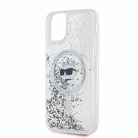 Karl Lagerfeld Liquid Glitter Choupette Head MagSafe Ümbris jaoks iPhone 11 / Xr - läbipaistev