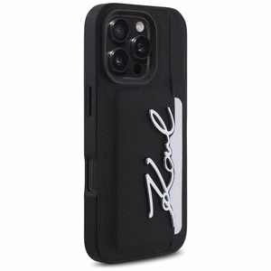 Karl Lagerfeld HC Grained PU Cardslot Metal Signature iPhone 16 Pro Ümbris - must