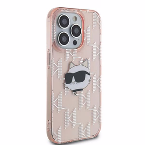 Karl Lagerfeld IML Choupette Head & Monogram ümbris jaoks iPhone 14 Pro - roosa