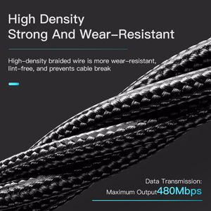 USB Cable Essager "Rous" Black "Lightning" 100cm with LED indicator