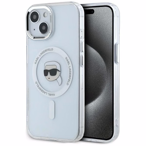 KARL LAGERFELD ümbris jaoks IPHONE 15 compatible with MagSafe KLHMP15SHLSKIH (IML Metal K Head) valge