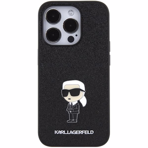 Karl Lagerfeld Glitter Ikonik Logo metallist logoga ümbris iPhone 15 Pro Max must