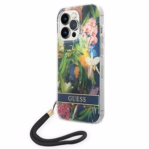 Guess GUOHCP14XHFLSB iPhone 14 Pro Max 6.7 "sinine / sinine hardcase Flower Strap