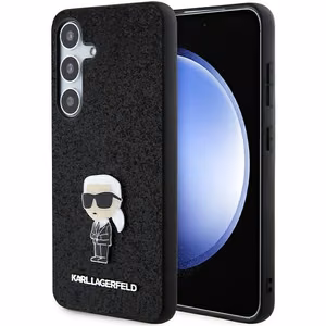 Karl Lagerfeld Fixed Glitter Ikonik Logo Metal Pin ümbris jaoks Samsung Galaxy S24+ - must