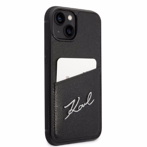 Karl Lagerfeld Signature Logo Cardslot ümbris jaoks iPhone 14 Plus - must
