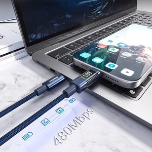 Choetech XCC-1068 PD 60W USB-C - USB-C kaabel ekraaniga 1.2 m - sinine