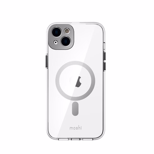 Moshi iGlaze ümbris seadmele iPhone 14 Plus, MagSafe'iga ühilduv, läbipaistev Meteorite Gray detailidega