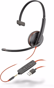 Juhtmega kõrvaklapid Jack 3,5 mm / USB A Poly Blackwire C3215 must