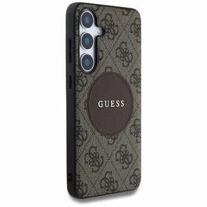 Guess 4G Round Patch Classic Logo MagSafe Ümbris jaoks Samsung Galaxy S25 Plus Brown