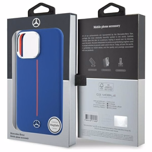 Mercedes Silicone punane Stripe MagSafe Ümbris jaoks iPhone 16 Pro Max - tumesinine