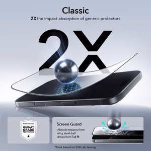 ESR UltraFit Karastatud klaas 2-pack jaoks iPhone 16 Pro / 17 - läbipaistev