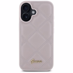 Guess Quilted Metal Logo iPhone 16 Ümbris - roosa