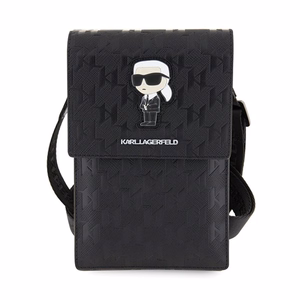 Karl Lagerfeld Saffiano Monogram Ikonik õlakott nutitelefonile, must