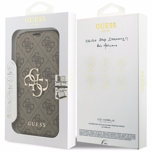 GUESS book ümbris jaoks IPHONE 17 Pro GUBKP17L4GMGBR (PU 4G Metal Logo) brown