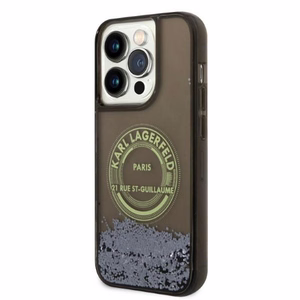 Karl Lagerfeld Liquid Glitter RSG ümbris jaoks iPhone 14 Pro - must