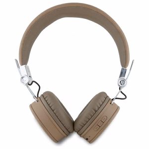 Наушники Guess Bluetooth ENC GUBH70PGTSPSW коричневые Grained Classic Round Shape