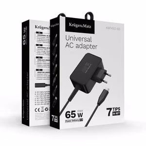 Kruger&Matz universaalne sülearvutilaadija, 65 W, must
