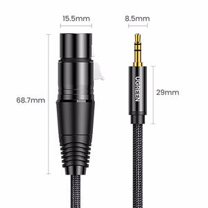 Ugreen AV182 helikaabel 3.5mm mini jack (isane) - XLR (emane) 1m - must