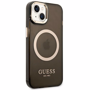Guess GUHMP14MHTCMK iPhone 14 Plus 6.7" must/must hard ümbris kuldne Outline Translucent MagSafe