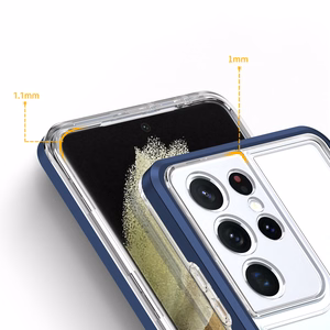 Clear 3in1 ümbris jaoks Samsung Galaxy S23 Ultra silicone cover with frame sinine