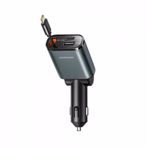 Joyroom JR-CCL07 3-in-1 Car Laadija with Built-in Retractable Kaabel - Dark hall