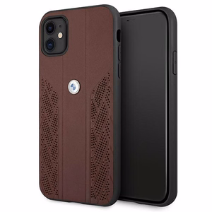 BMW Leather Curve perforeeritud ümbris iPhone 11 / Xr jaoks - punane