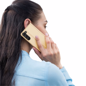 Dux Ducis Skin Pro Case for Samsung Galaxy S23+ Flip Card Wallet Stand Gold