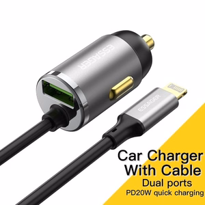 Autolaadija Essager „Bee" hall (1xUSB) + integreeritud „Lightning" kaabel 20W