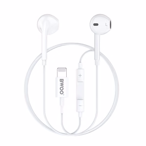 BWOO Wired Headphone Lightning With Volume Control HF179 valge