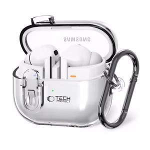 Tech-Protect FlexAir Ümbris with Carabiner jaoks Samsung Galaxy Buds 3 / 3 Pro - läbipaistev