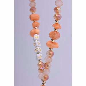 LOVE Phone lanyard, Phone pendant / cord length 44cm (22cm in the loop) / on hand - oranž