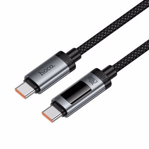 Кабель для передачи данных с цифровым дисплеем USB C to USB C Hoco PD 6A 240W 1,2 m U148 черный