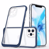 Läbipaistev 3in1 ümbris iPhone 11 Pro Max sinise raamiga geelikatte jaoks