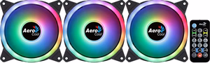 Aerocool DUO12PRO komplekt 3x ventilaator 12 cm ARGB LED Dual Ring vibratsioonikindel 6 viiku must