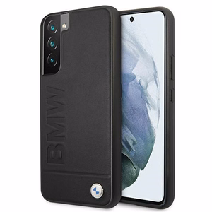 BMW Signature Logo Imprint ümbris Samsung Galaxy S22+ jaoks - must