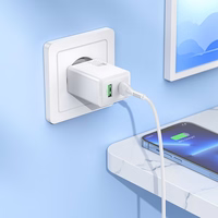 Phone Laadija Hoco USB A + USB C QC3.0 PD AFC 3A 30W + Kaabel USB C to USB C N71 valge